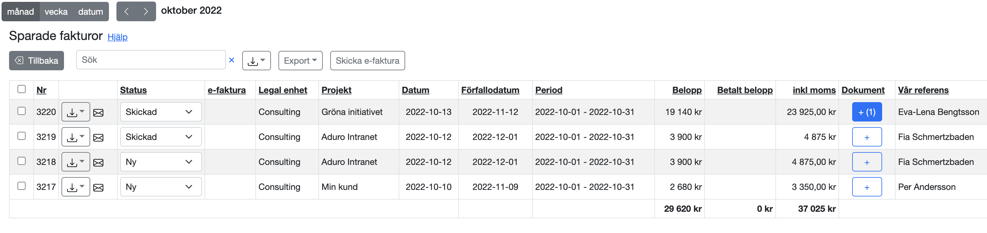Tic-Tac Mobile. Fakturor i reskontra